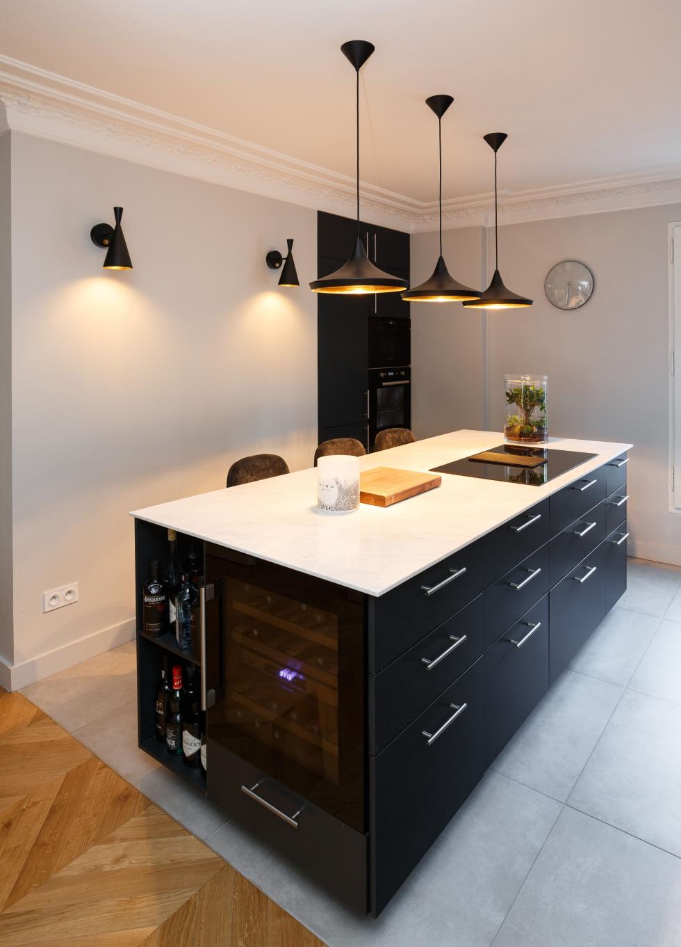 Central kitchen island in Grey 03 - Asphalte