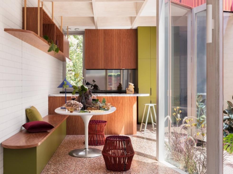 Project by Wowowa in natural walnut with Plum Living colour vert olive
