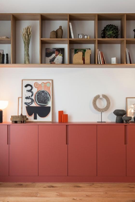 Red bookcase