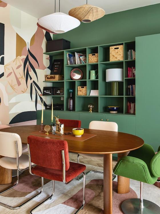 Bibliothèque vert de gris