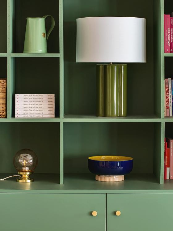 Bibliothèque vert de gris