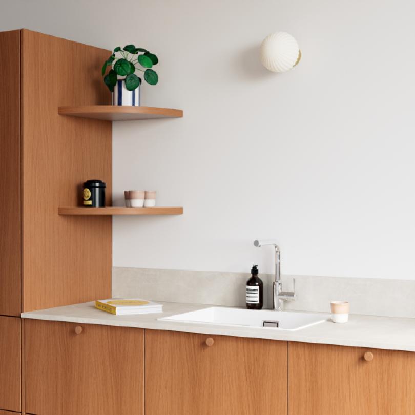 Corner curved floating shelf