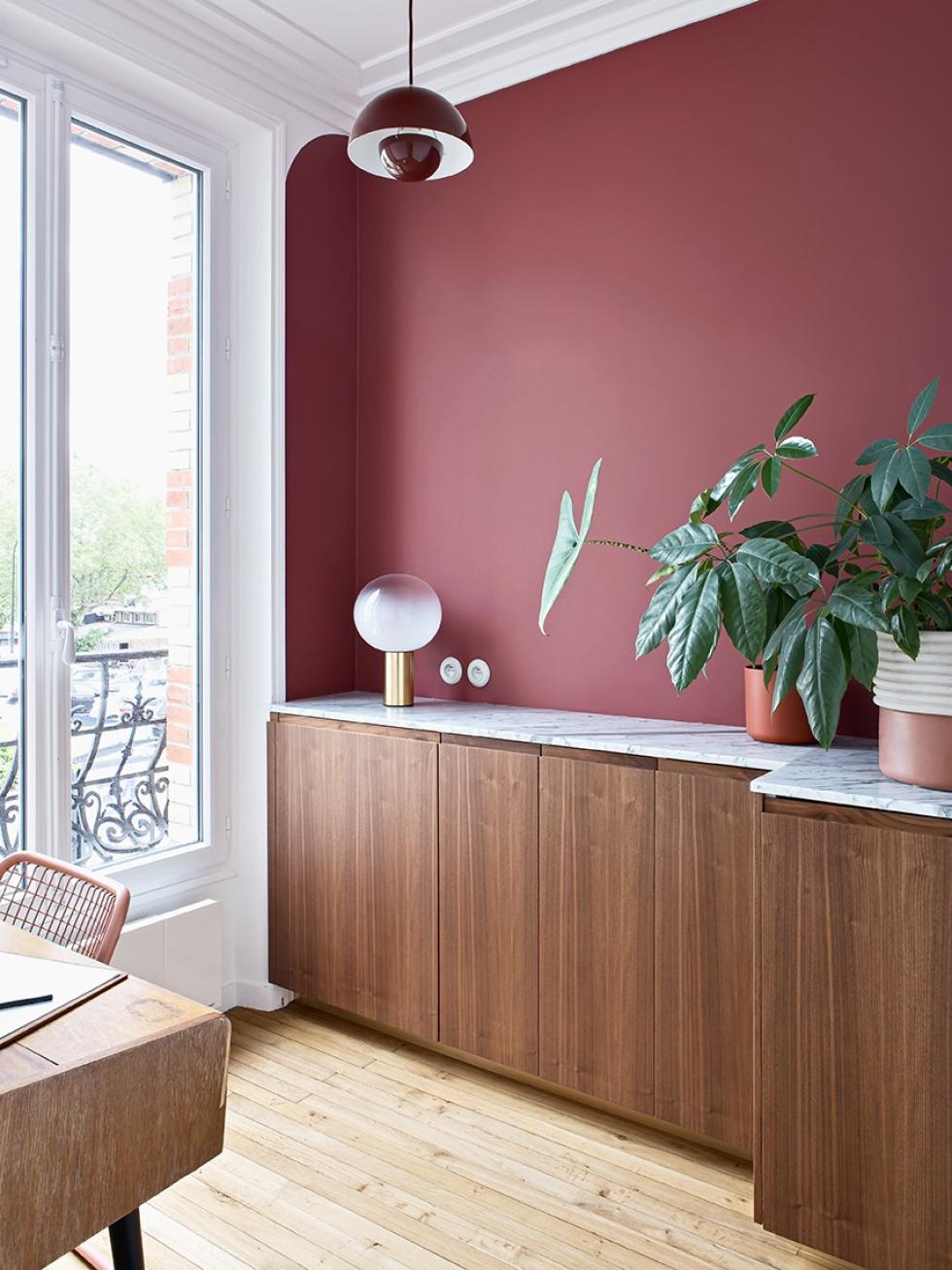 Bureau mur bordeaux