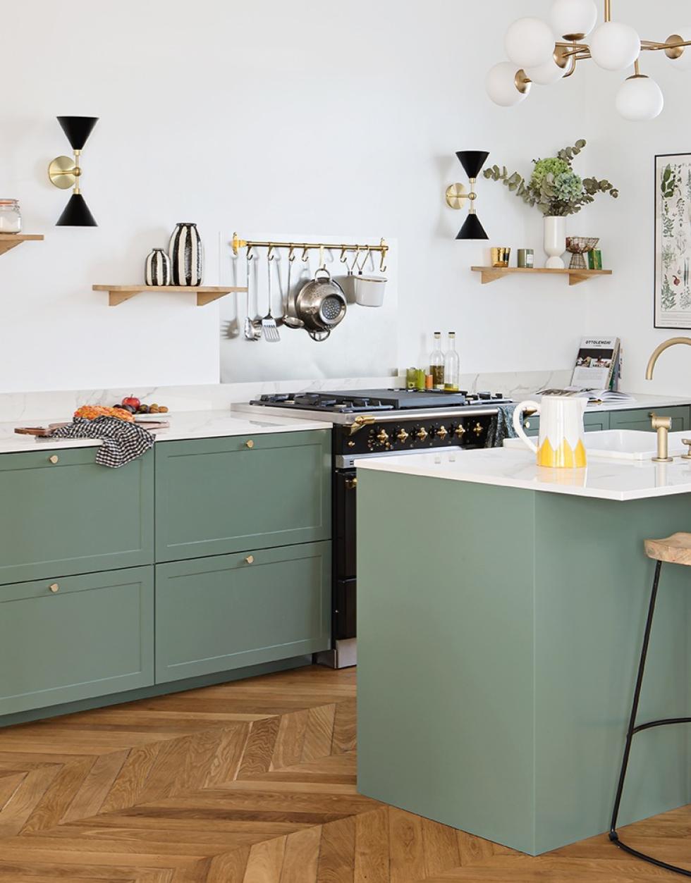 Cuisine shaker vert de gris