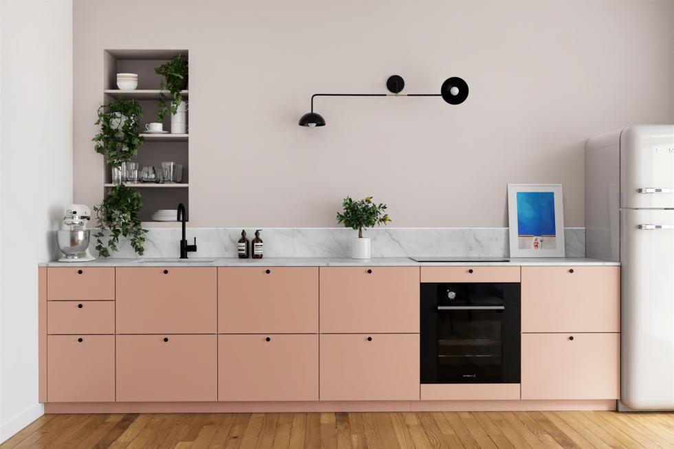 Cuisine Blush avec poignées Mini-rond en noir mat