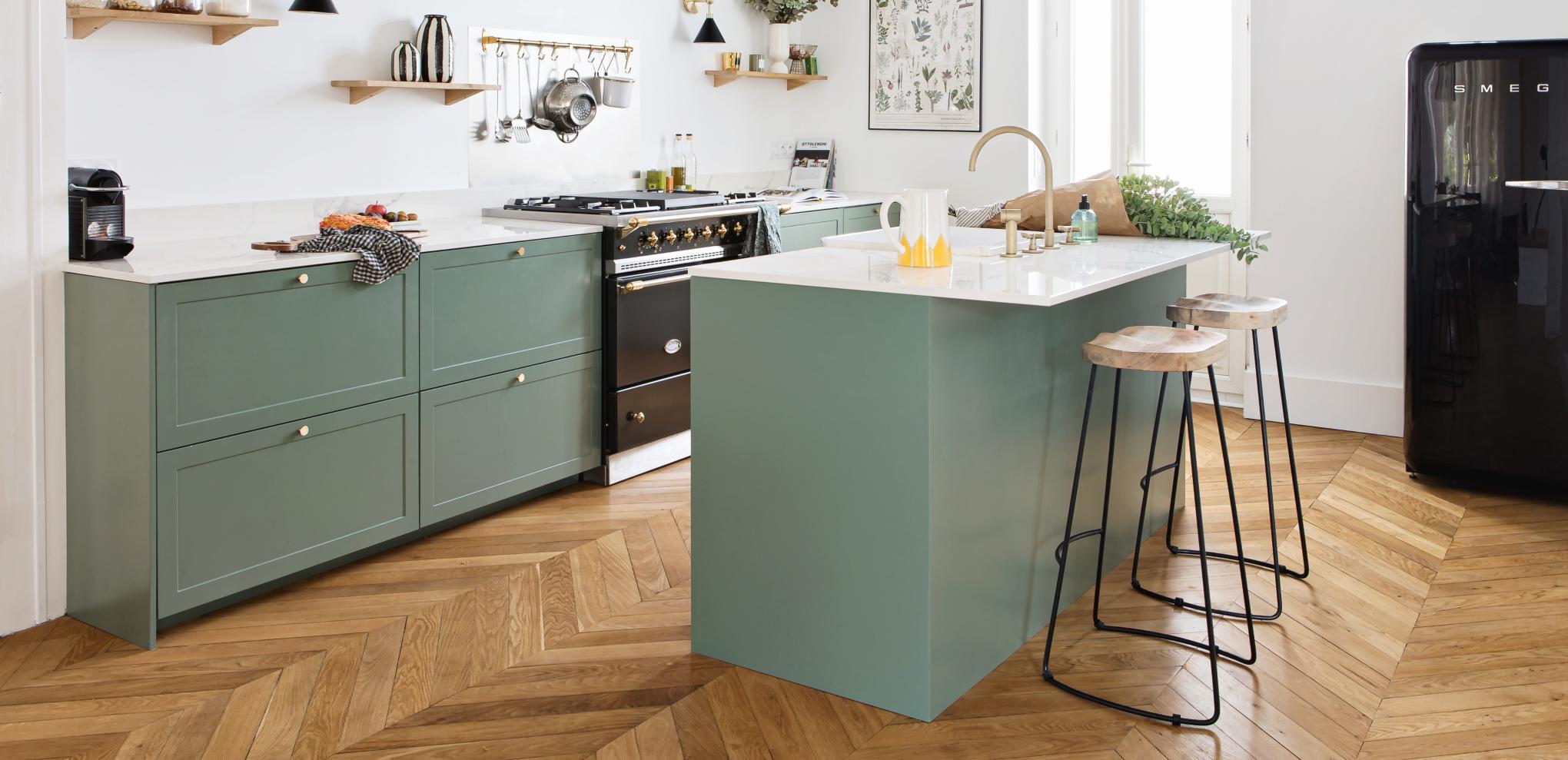 Cuisine à cadre Vert de gris