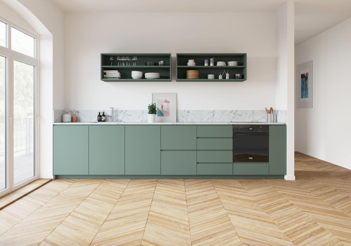CUISINE U SHAPE VERT DE GRIS